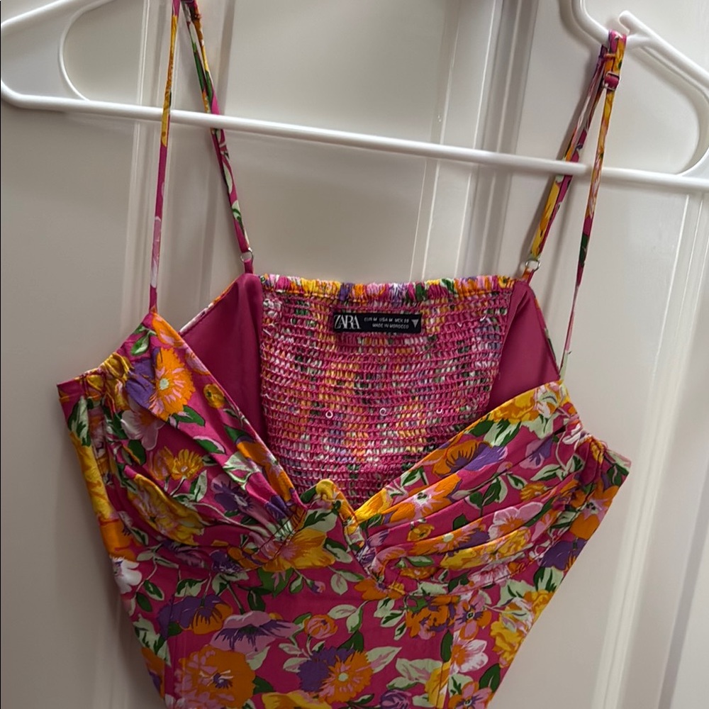 Floral Pink and Orange Dress